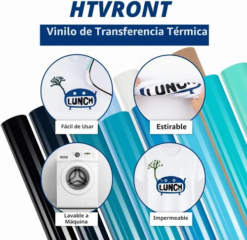 Vista 5 de HTVRONT - Vinilo de transferencia de calor azul HTV - 13 hojas de varios azules HTV
