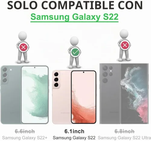 Vista 7 de Funda compatible con Samsung Galaxy S22 con soporte de anillo Negro