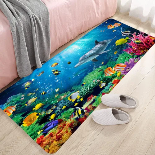 Vista 18 de LYFANS Alfombras de baño de espuma de esponja absorbente suave para baño y cocina (23.5 x 59 pulgadas), tapete de franela antideslizante brillante