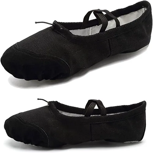 Vista 2 de Zapatos de ballet para niñas, zapatillas de ballet para prácticas, zapatos de baile de lona con suela dividida, zapatos de ballet para mujeres