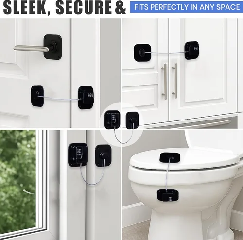 Vista 6 de Paquete de 2 cerraduras para refrigerador con llaves para armario de seguridad infantil Child Safety Lock for Freezer, Cabinets, Closets &