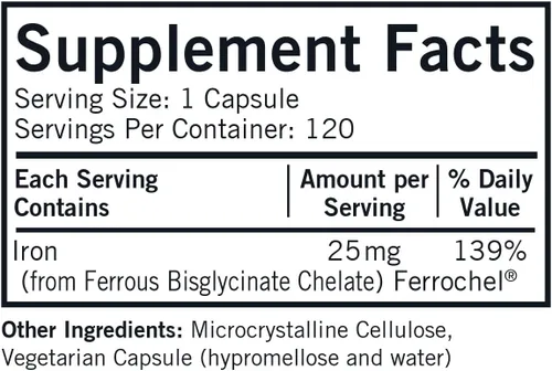 Vista 2 de Hierro 25 mg Bio-Max Series Cápsulas - Hypo - 120 ct