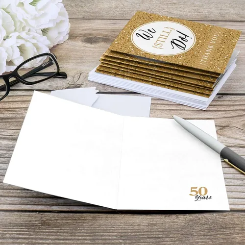 Vista 4 de Big Dot of Happiness We Still Do - 50 aniversario de boda - Tarjetas de agradecimiento (8 unidades)
