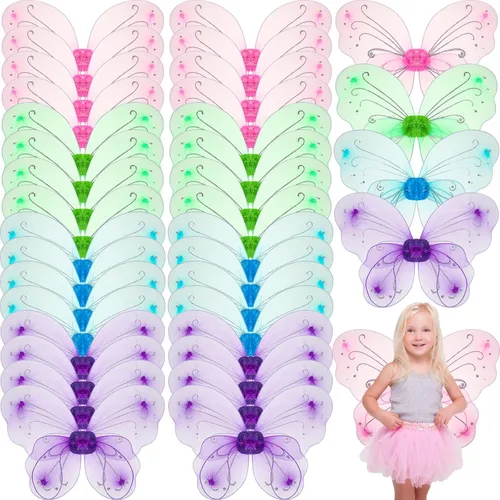 Vista 8 de Chivao Fairy Wings Butterfly Girl Halloween Costume