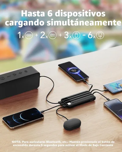 Vista 3 de Charmast - Cargador portátil de 20000 mAh con cables incorporados, banco de energía de 22.5W para viajes, cargador rápido, paquete de batería