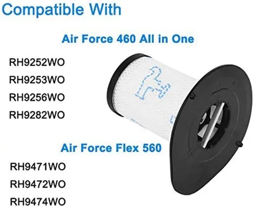 Vista 3 de 2 filtros compatibles con Rowenta Air Force 460 todo en uno RH92Xx compatible con aspiradora Air Force Flex 560 RH94Xx, piezas ZR009002