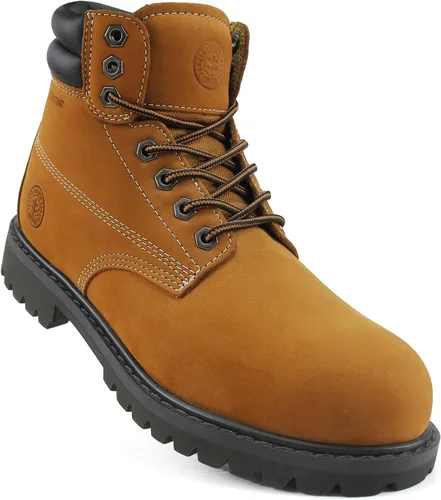 Vista 8 de Jacata Botas de trabajo para hombres acero/punta suave, suela de goma antideslizante, resistente al aceite, botas de construcción industrial