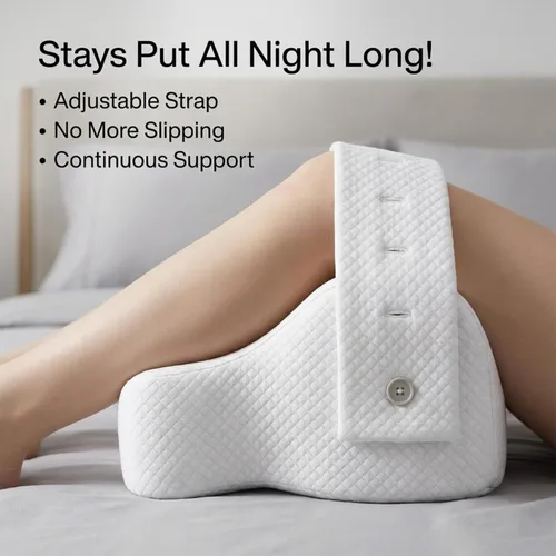 Vista 2 de Almohada de rodilla para personas que duermen de lado con correa ajustable, almohada de espuma viscoelástica para piernas para dormir de lado