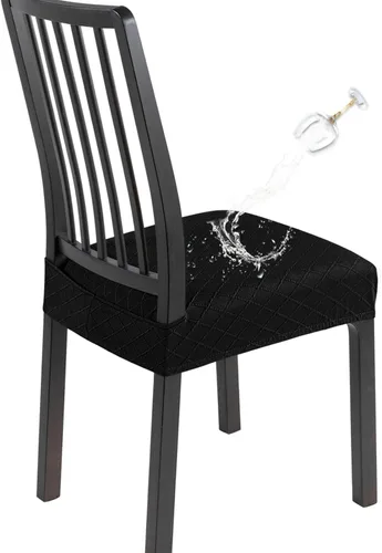 Vista 23 de SearchI Juego de 4 fundas de asiento para sillas de comedor repelentes al Flor roja beige