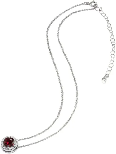 Vista 5 de Sterling Silver Genuine or Synthetic Gemstone Round Halo Slide Short Choker Necklace for Girls Women Bridesmaids
