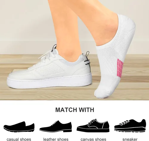 Vista 3 de PAPLUS Calcetines invisibles para mujer, 6 pares, antideslizantes, acolchados, con soporte de arco