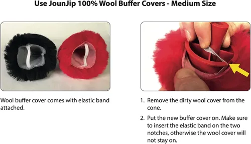 Vista 2 de JOUNJIP Dual Wool Buffer Replacement Covers - Handmade 100% Lambswool Polisher Bonnets - for 2.5 x 3.5 Inch Buffing Cones