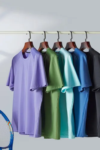 Vista 5 de Paquete de 5 camisetas de manga corta, con cuello redondo y de secado rápido para hombre, camisetas deportivas para correr, entrenar o ir al gimnasio