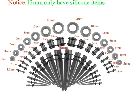 Vista 2 de Memsion - Kit de estiramiento para la oreja, 50 piezas, kit de perforación, aretes de calibre 00, 14