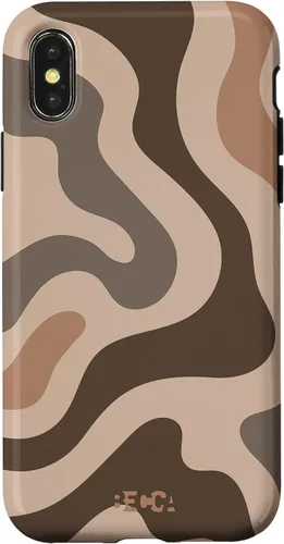 Vista 5 de iPhone 12 mini Retro líquido remolino Groovy café latte patrón marrón caja del teléfono