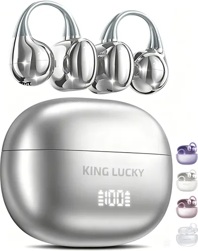 Vista 10 de King Lucky Auriculares de clip Gen 3, auriculares inalámbricos Bluetooth 6.0 de oreja abierta con micrófono, ajuste seguro para orejas pequeñas