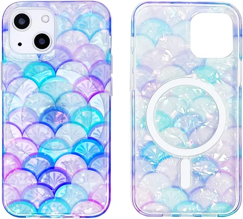 Vista 14 de Funda magnética para iPhone 13 y iPhone 14 de 6.1 pulgadas, compatible con carga MagSafe de poliuretano termoplástico suave, delgada, a prueba