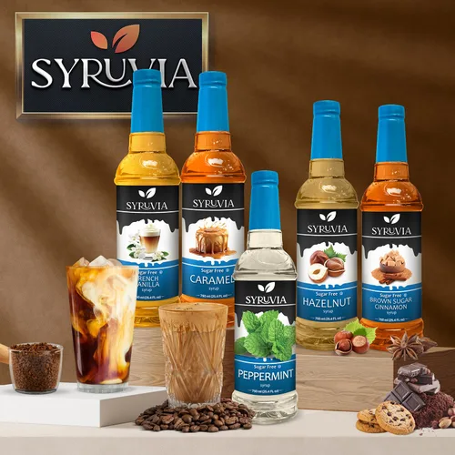 Vista 7 de Syruvia - Jarabe de café sin azúcar, jarabe con sabor a avellana para bebidas, lattes y postres, 25.4 onzas líquidas