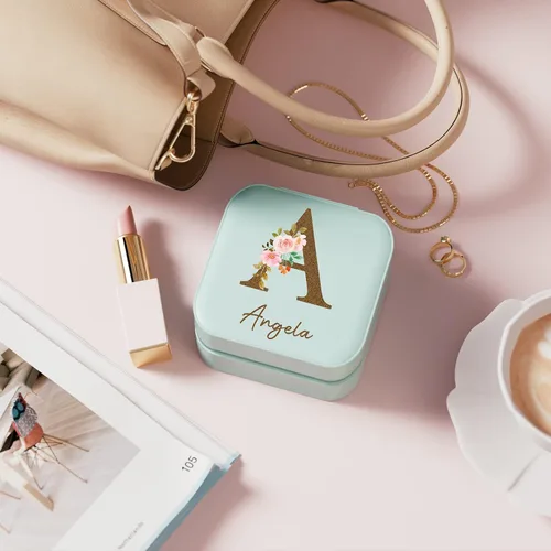Vista 4 de Joyero personalizado Estuche de joyería de viaje personalizado, regalos de dama de honor, mini organizador de joyas, regalos personalizados