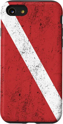 Vista 18 de Bandera de buceo para iPhone 16 para buceadores con funda de efecto envejecido