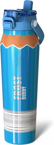 Vista 46 de Frost Buddy botella de agua aislada de 32 onzas con pajilla y tapa para beber Acero inoxidable a prueba de fugas 24 horas de frío Resistente