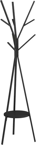 Vista 6 de HOME BI Perchero para sombreros, soporte de metal para sombreros, con 9 ganchos para ropa, sombreros y bufandas, color negro, 17.72 pulgadas