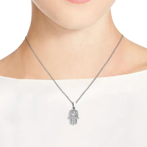 Vista 6 de AeraVida Hamsa o mano de Dios con la estrella de David collar con colgante de plata de ley 925 Collar Hamsa para mujer Collar de estrella de David