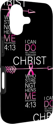 Vista 3 de Breast Cancer Phone Cases Women Philippians 4:13 Pink Cancer Case for iPhone 17