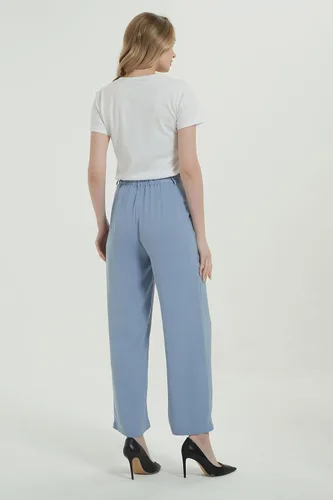Vista 3 de Tronjori Mujer de cintura alta casual pierna recta largo traje de trabajo de negocios pantalones de vestir pantalones de pierna ancha cintura regular