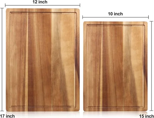Vista 7 de Tablas de cortar de madera de acacia maciza para decoración de cocina, tabla de embutidos de madera, tablas de queso de carne, bloque de carnicero