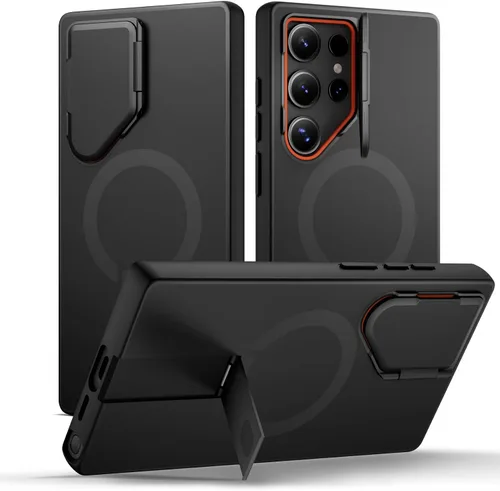 Vista 26 de SURITCH Funda para teléfono Samsung Galaxy S26 Plus, cubierta protectora magnética con cubierta de cámara y soporte de metal ajustable para Galaxy
