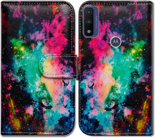 Vista 21 de Bcov Funda de piel con tapa para teléfono Motorola Moto G Pure/Power 2022 - Patrón de pájaro negro, ranura para tarjetas, bloqueo magnético, función