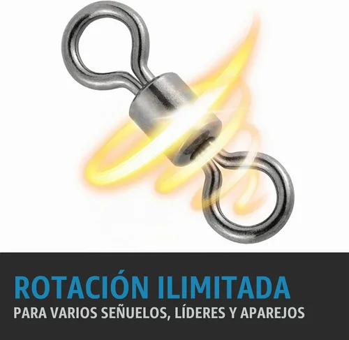 Vista 6 de Dr.Fish torcedor giratorio para pesca, de níquel negro y acero inoxidable, de 30 libras a 1500 libras