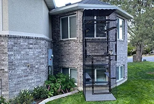 Vista 3 de 48" X 48" X 144" Black Outdoor Catio Enclosure Cat House