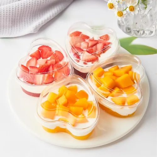 Vista 6 de Mini tazas de postre en forma de corazón de 5 onzas con tapas