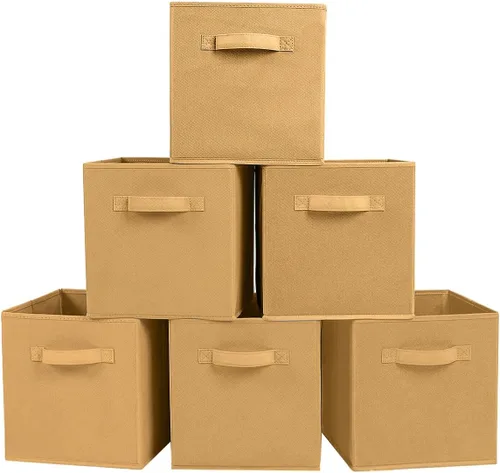 Vista 33 de PowerKing Cubos de almacenamiento plegables con asas, contenedores plegables de tela para estantes de armario, contenedores de almacenamiento