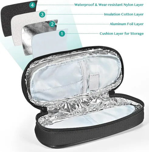 Vista 3 de Olaismln Estuche de viaje enfriador de insulina, bolsa de viaje para diabéticos para bolígrafos de insulina, pequeña funda de transporte