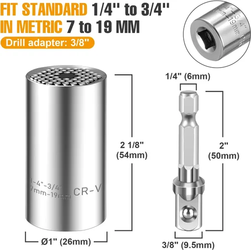 Vista 3 de Spurtar Juego de enchufes universales (11-32 mm 7-19 mm) para desenroscar cualquier perno Herramienta universal de enchufe multifunción