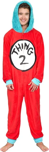 Vista 2 de Dr. Seuss Thing 1 y 2 parches intercambiables para adultos o niños disfraz de pijama