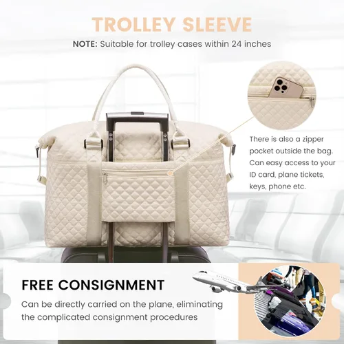 Vista 14 de LOVEVOOK Bolsa de fin de semana para mujer, bonita bolsa de viaje para gimnasio, bolsa de viaje con bolsa de artículos de tocador, bolsa