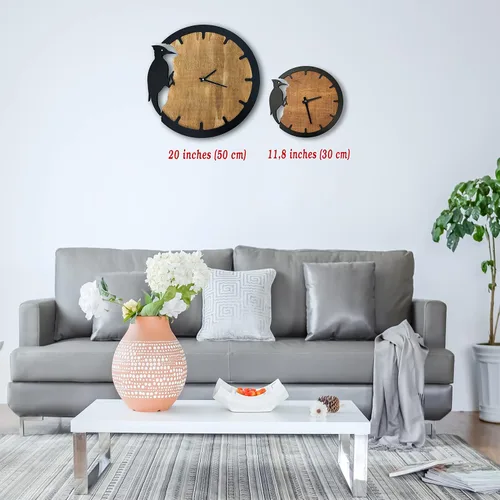 Vista 6 de Reloj de pared de pájaro carpintero, decoración moderna del hogar, reloj de pared de animales, reloj de pared de madera, relojes para decoración