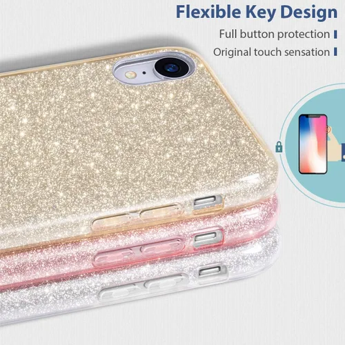 Vista 9 de MATEPROX Compatible con iPhone XR, funda protectora Bling Sparkle Cute Girls Women para teléfono XR de 6.1 pulgadas (dorado)