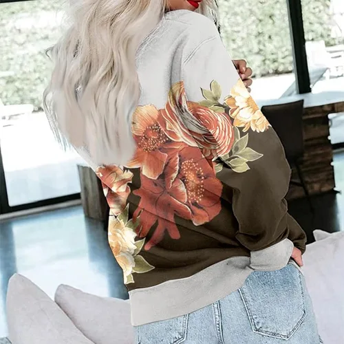 Vista 3 de EOPUING Sudaderas de cuello redondo para mujer, sudaderas con capucha para otoño, cálidas, recortadas, ligeras, para mujer