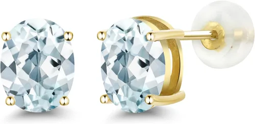 Vista 74 de Gem Stone King Aretes de oro de 14 quilates con piedra natal ovalada de 0.315 x 0.236 in Aretes de oro para mujer