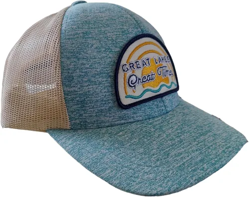 Vista 3 de Michigan Great Lakes Great Times - Gorra de camionero de seis paneles, parte trasera de malla, gorra de béisbol ajustable a presión