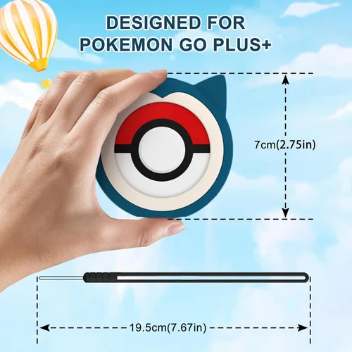 Vista 3 de DLseego PKBD Silicone Protective Case for Pokémon GO Plus + 2023, Durable Soft Cover Case for Poke Balls Go Plus Plus with Wrist Strap - Blue