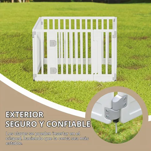 Vista 4 de Corralito para mascotas con puerta para perros, corralito plegable para cachorros y perros pequeños, 4 paneles, fácil de montar, fácil de almacenar