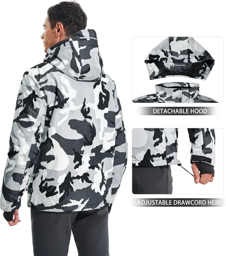 Vista 2 de Heathyoga Chaqueta de esquí impermeable para hombre, chaqueta de snowboard para hombre, chaqueta de nieve, chaquetas de esquí, chaquetas