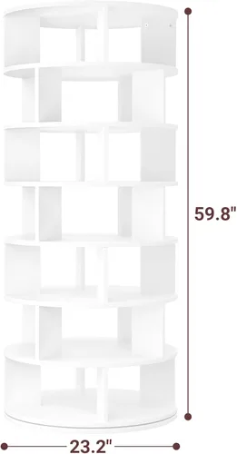 Vista 2 de Aheaplus Torre de Estante Giratorio para Zapatos, Zapatero Giratorio de 7 Niveles 360 Estantes Giratorios para Zapatos Organizador para Closet