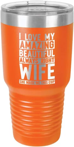 Vista 11 de OnlyGifts.com - Vaso con pajita y texto "I love my wife", 30 onzas, Negro